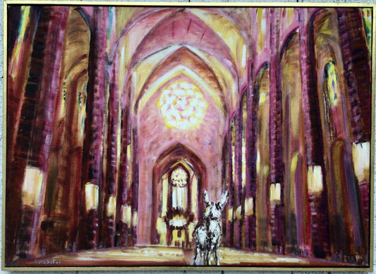 Kirchenbild " Esel in der Kirche - Mallorca"