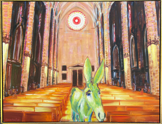Kirchenbild Mallorca "Esel in der Kirche"